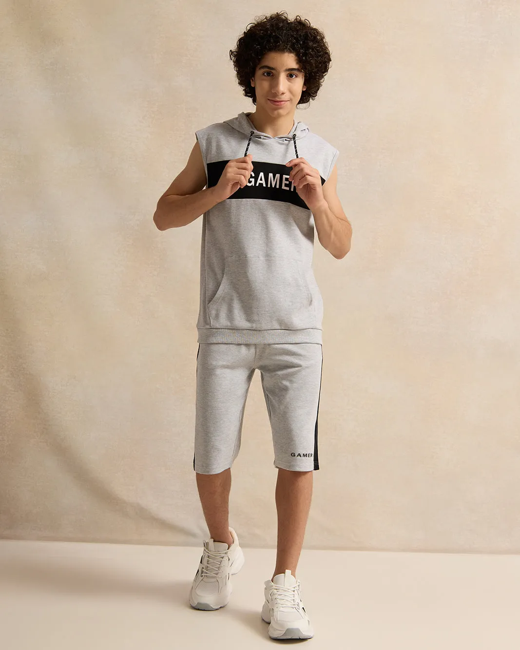 Senior Boys Grey Oversize Hooded Sweatshirt sold by Redtag product image thumbnail 2