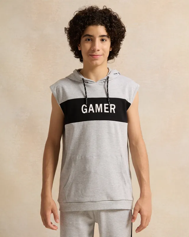 Senior Boys Grey Oversize Hooded Sweatshirt sold by Redtag