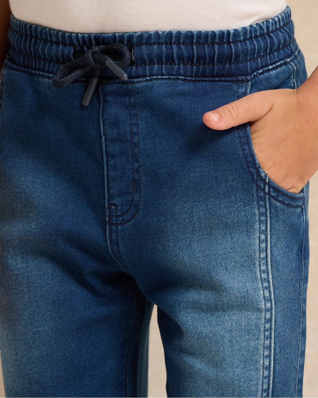 Boys Blue Knitted Denim Shorts sold by Redtag product image thumbnail 4