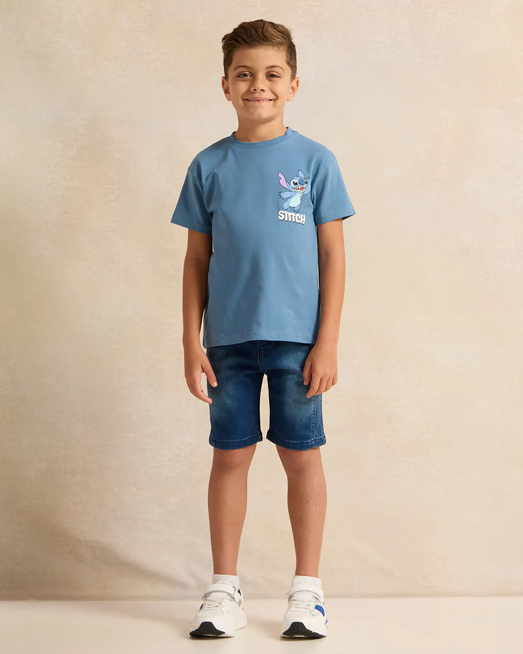 Boys Blue Knitted Denim Shorts sold by Redtag product image thumbnail 2