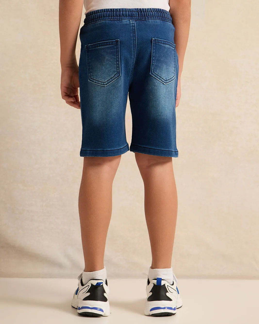 Boys Blue Knitted Denim Shorts sold by Redtag product image thumbnail 3