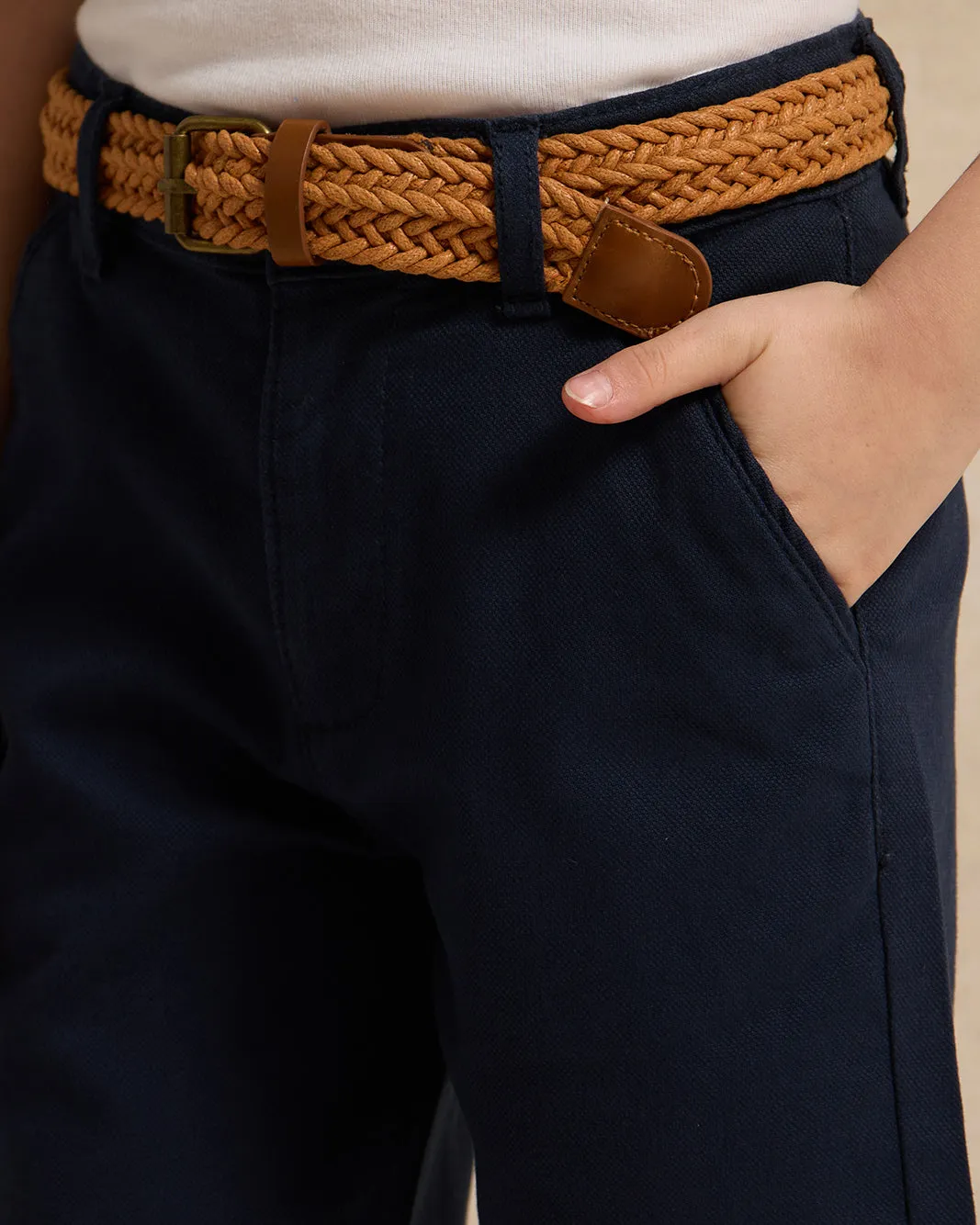 Boys Navy Dobby Belted Shorts sold by Redtag product image thumbnail 4
