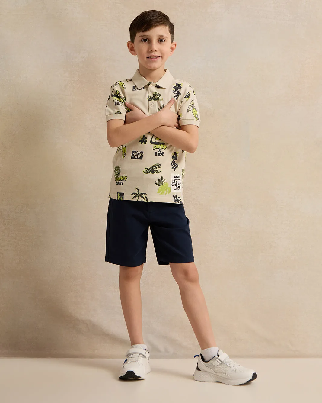 Boys Navy Dobby Belted Shorts sold by Redtag product image thumbnail 2