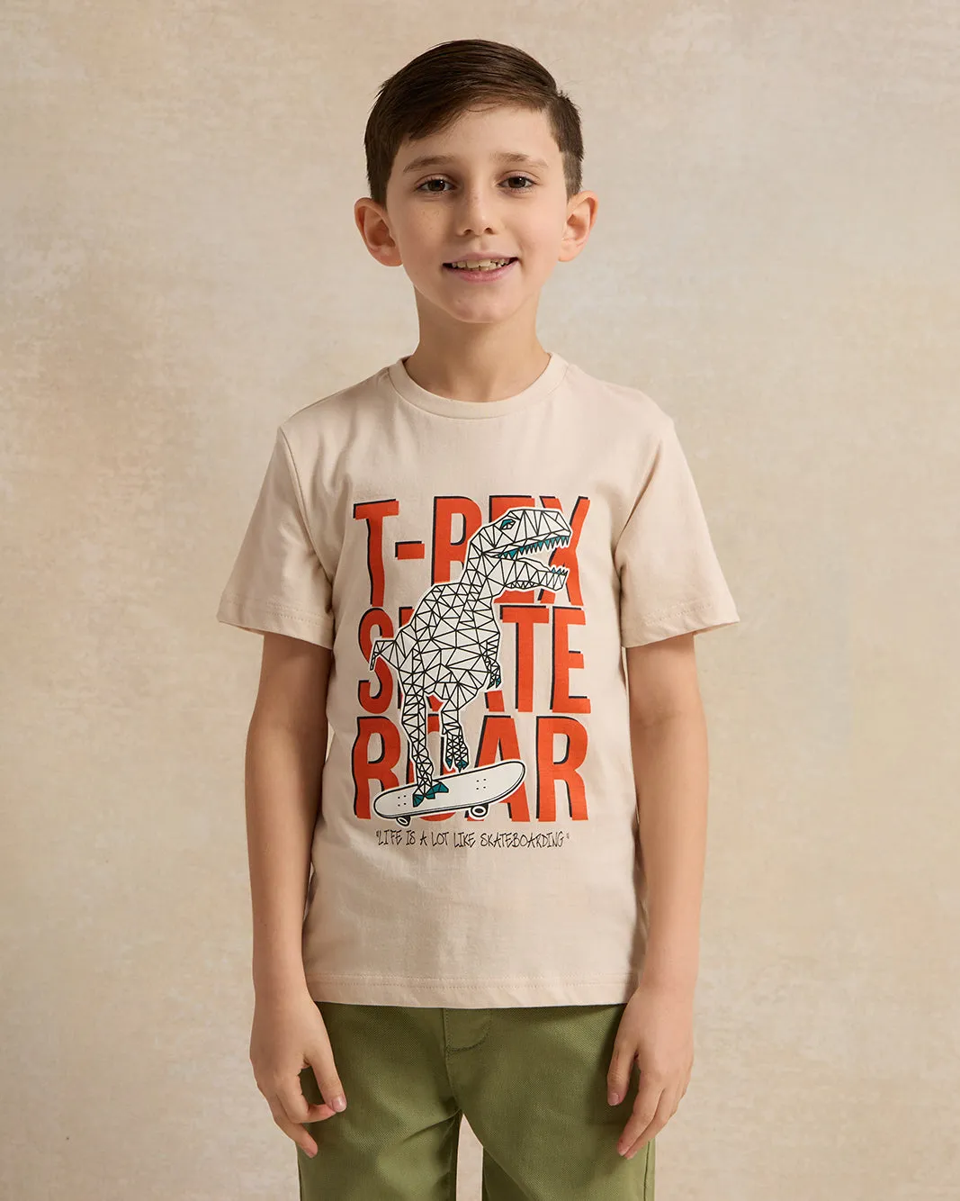 Boys Green And Beige Animal Shirt And T-Shirt (2 Piece) sold by Redtag product image thumbnail 2