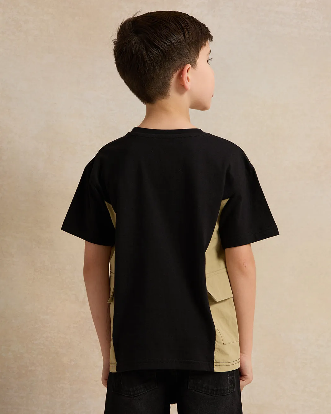 Boys Black And Beige Printed T-Shirt sold by Redtag product image thumbnail 3