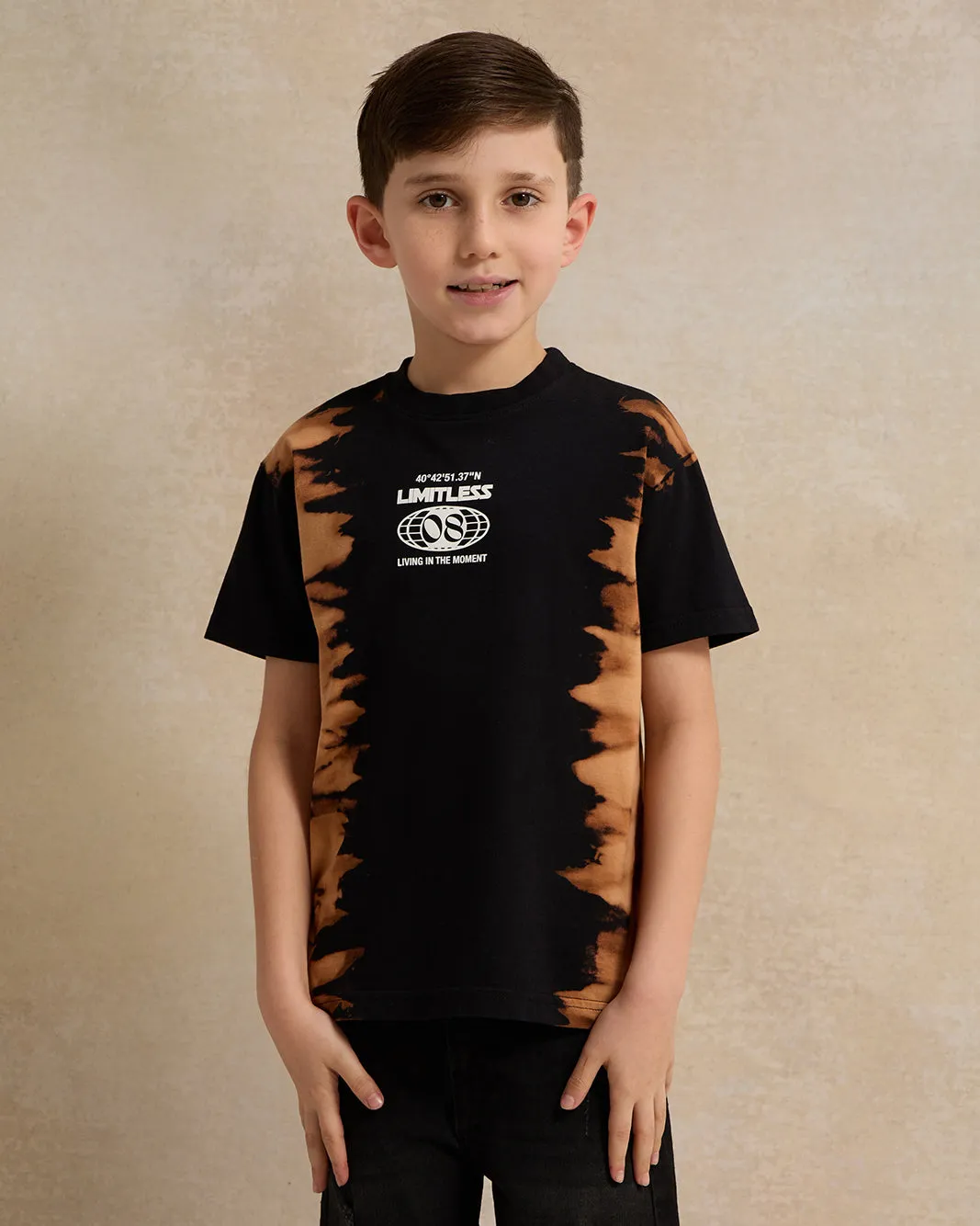 Boys Black Tie & Dye T-Shirt sold by Redtag