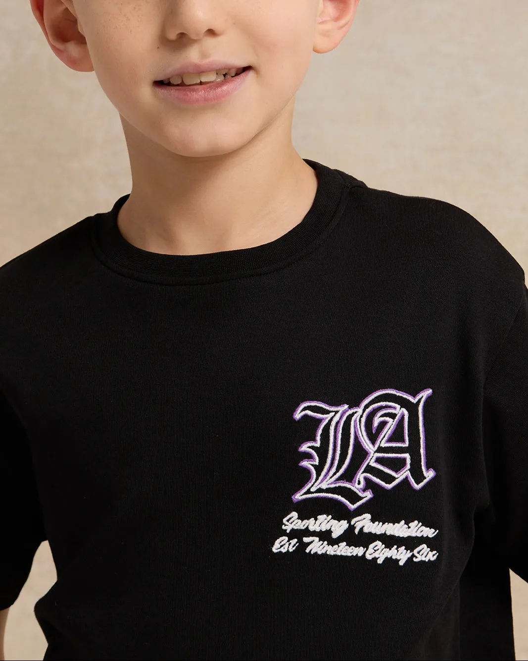 Boys Black Embossed T-Shirt sold by Redtag product image thumbnail 4
