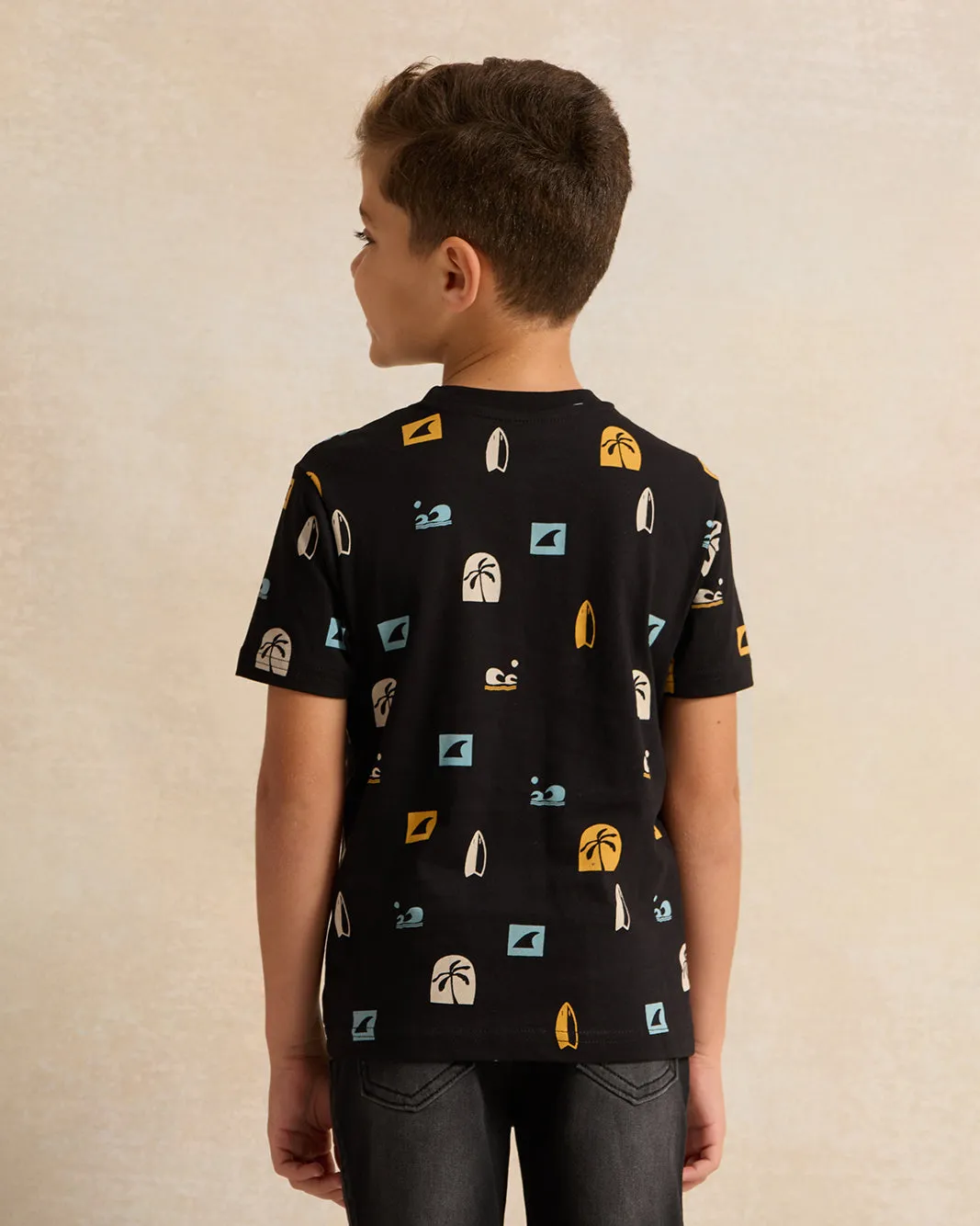 Boys Black Surf Printed Short Sleeve T-Shirt sold by Redtag product image thumbnail 3