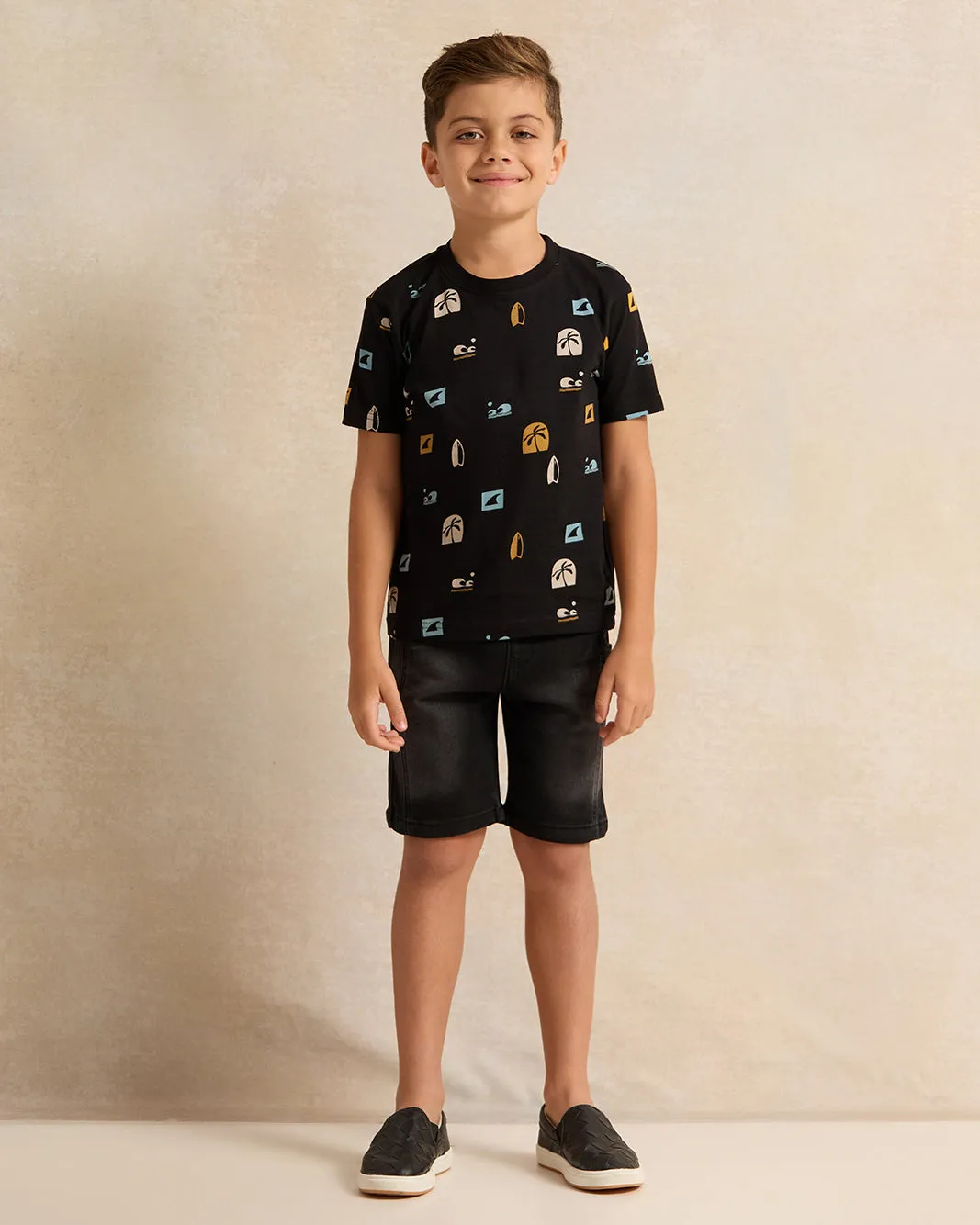 Boys Black Surf Printed Short Sleeve T-Shirt sold by Redtag product image thumbnail 2