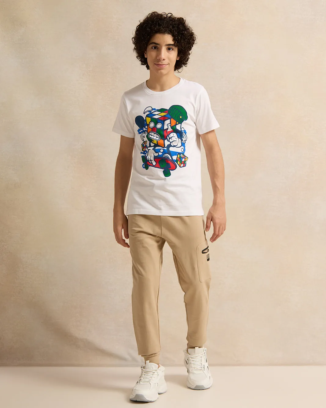 Senior Boys Beige Printed Active Pants sold by Redtag product image thumbnail 2