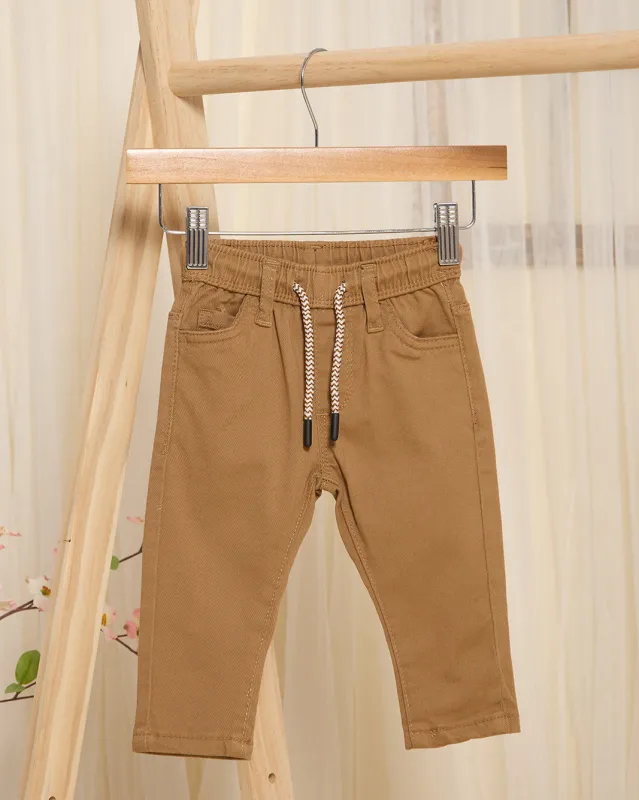 Infant Boys Rust Pull On Chino Pants With Drawcord sold by Redtag