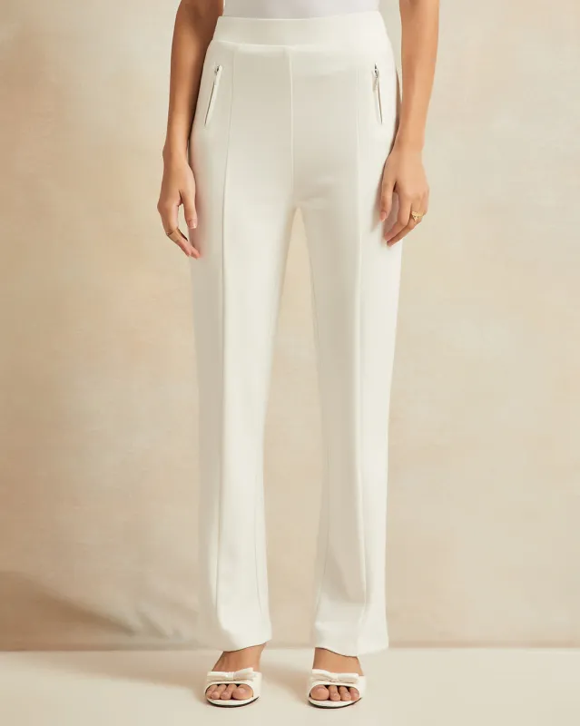 Women Ivory Zipper Pocket Straight Leg Leggings sold by Redtag