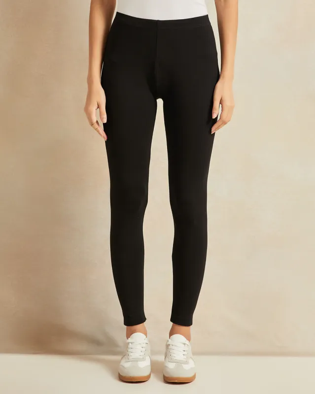Women Charcoal And Black Leggings Set (Pack Of 2) sold by Redtag
