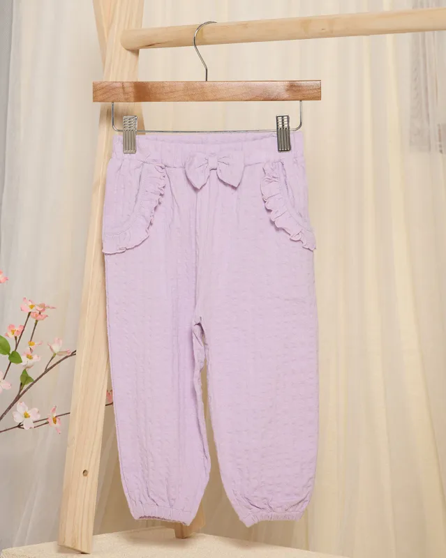 Infant Girls Lilac Jacquard Trousers sold by Redtag
