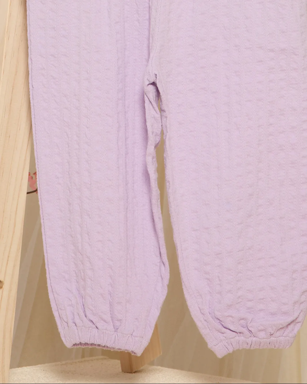 Infant Girls Lilac Jacquard Trousers sold by Redtag product image thumbnail 3