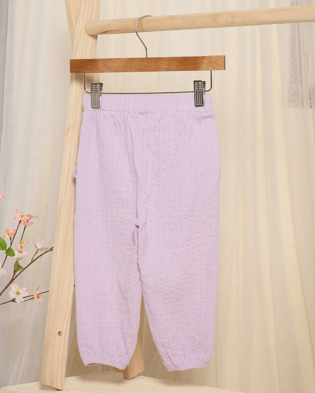 Infant Girls Lilac Jacquard Trousers sold by Redtag product image thumbnail 4