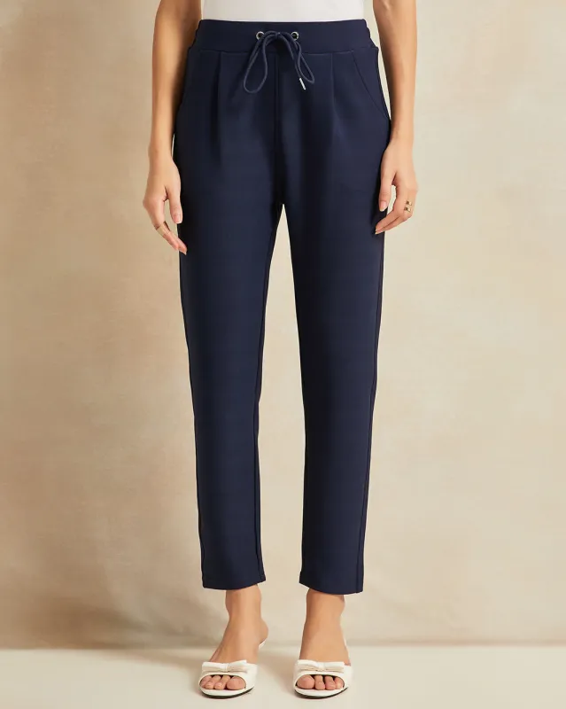 Women Navy With Drawcord Leggings sold by Redtag