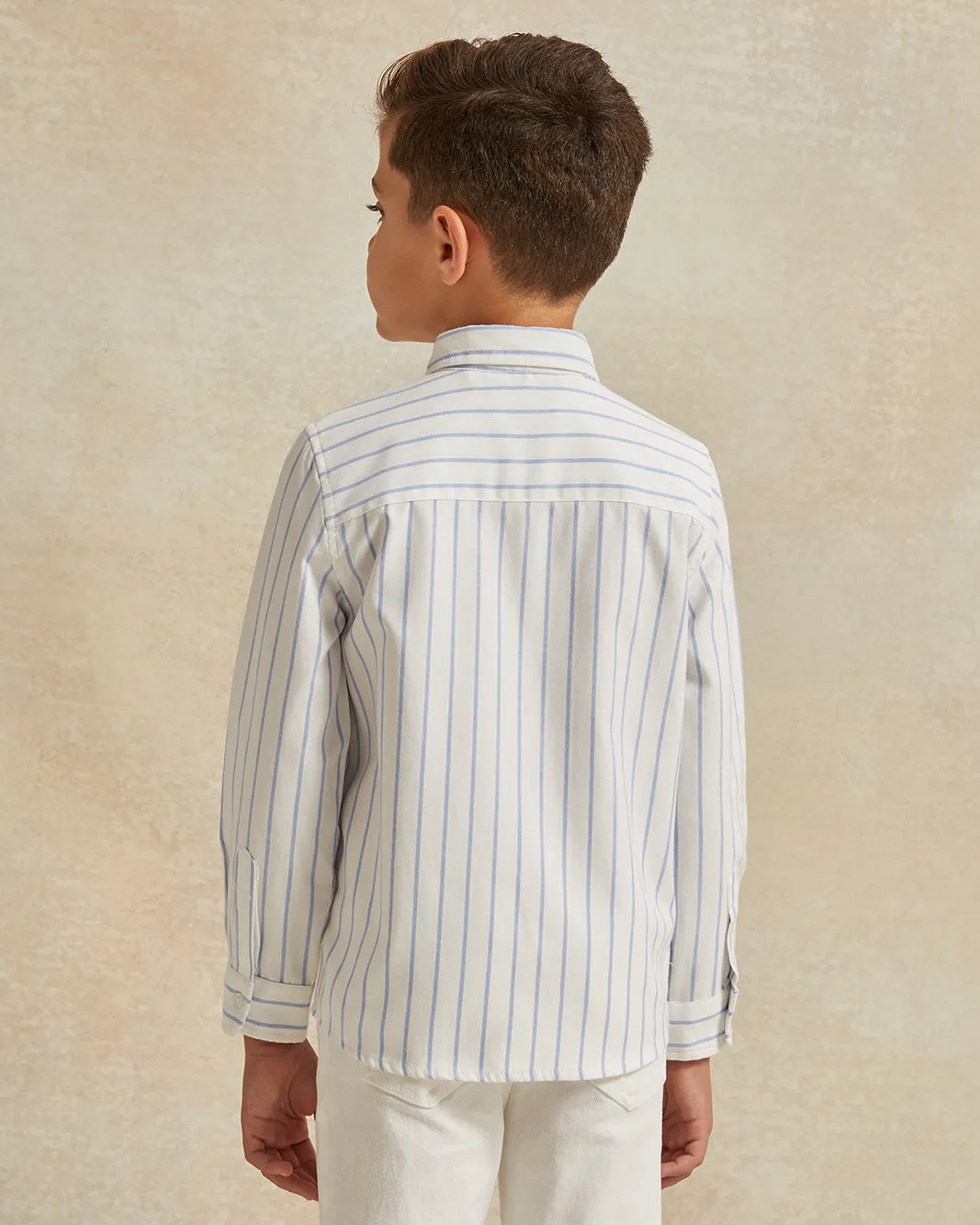 Boys White And Blue Striped Oxford Shirt sold by Redtag product image thumbnail 3