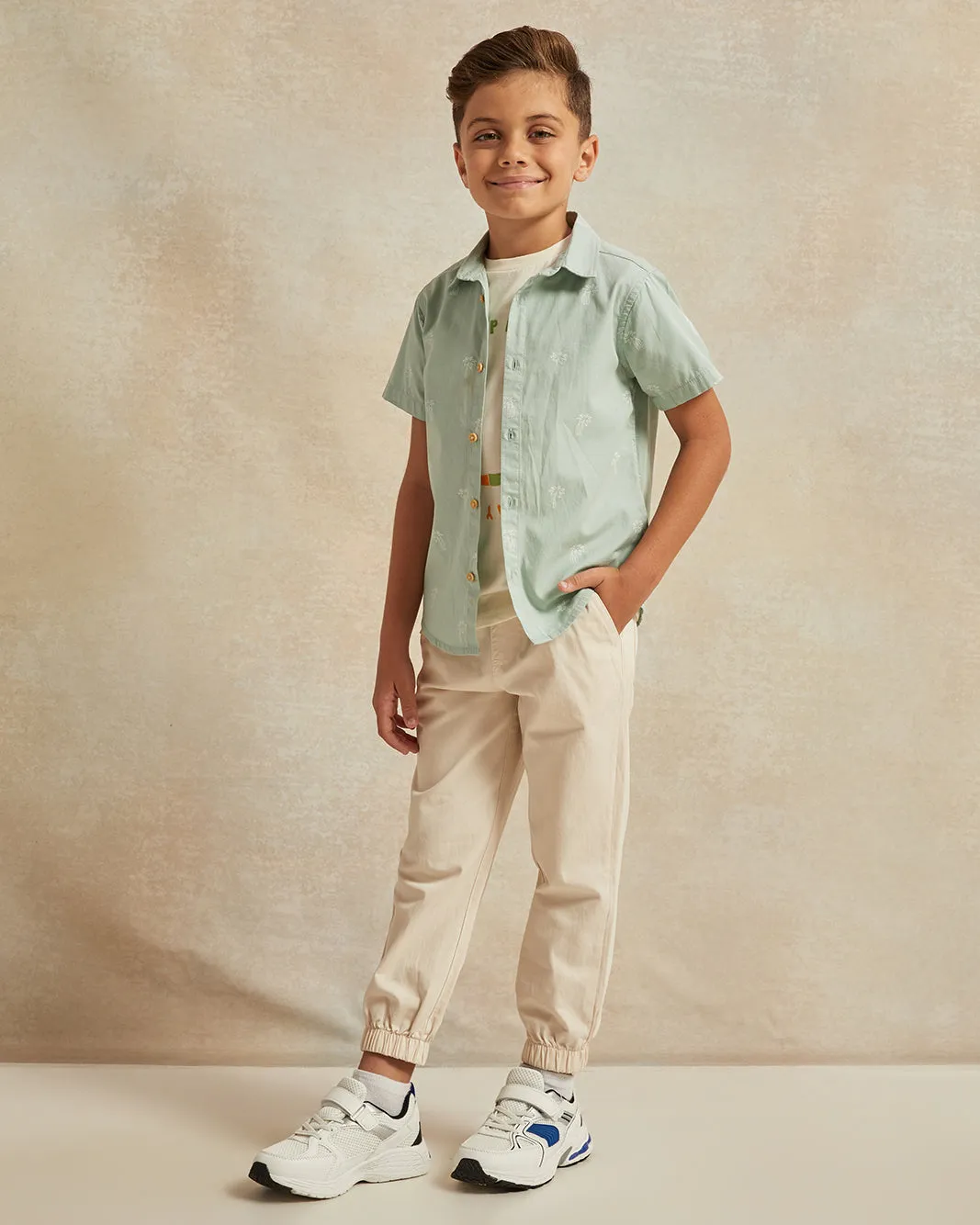 Boys Beige Twill Joggers sold by Redtag product image thumbnail 2