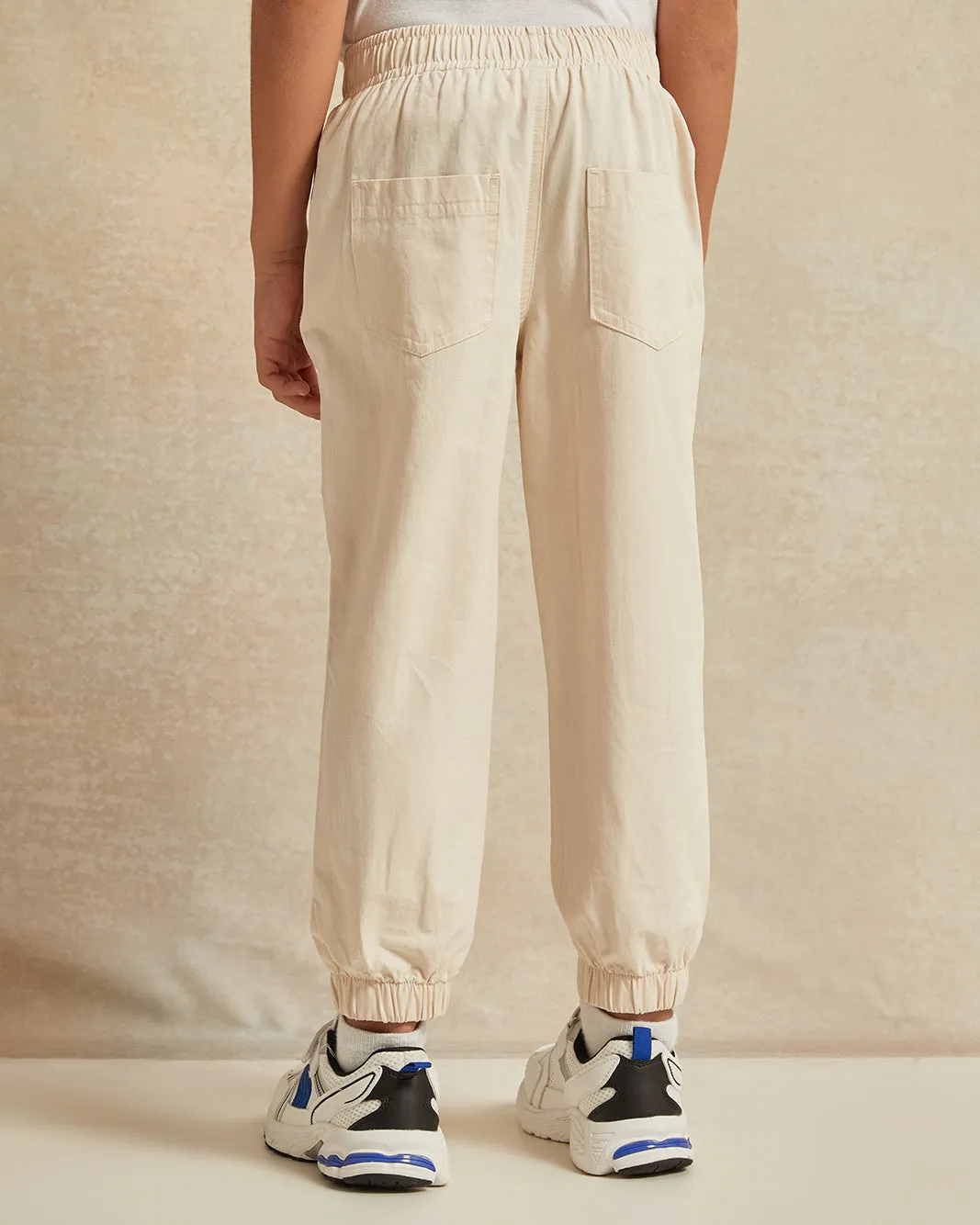 Boys Beige Twill Joggers sold by Redtag product image thumbnail 3