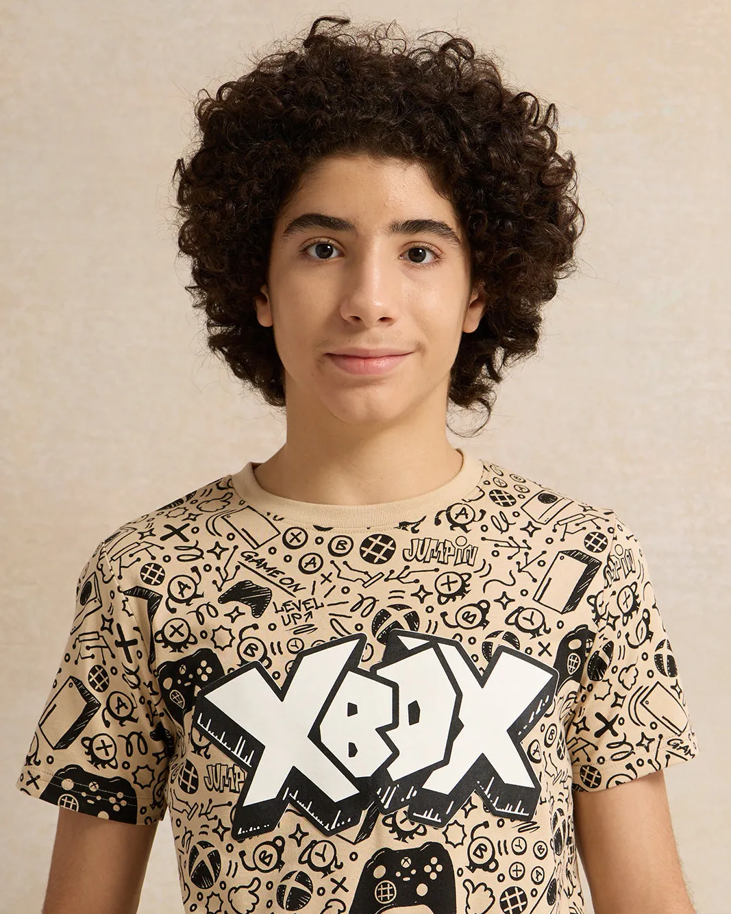 Senior Boys Beige Print T-Shirt sold by Redtag product image thumbnail 4