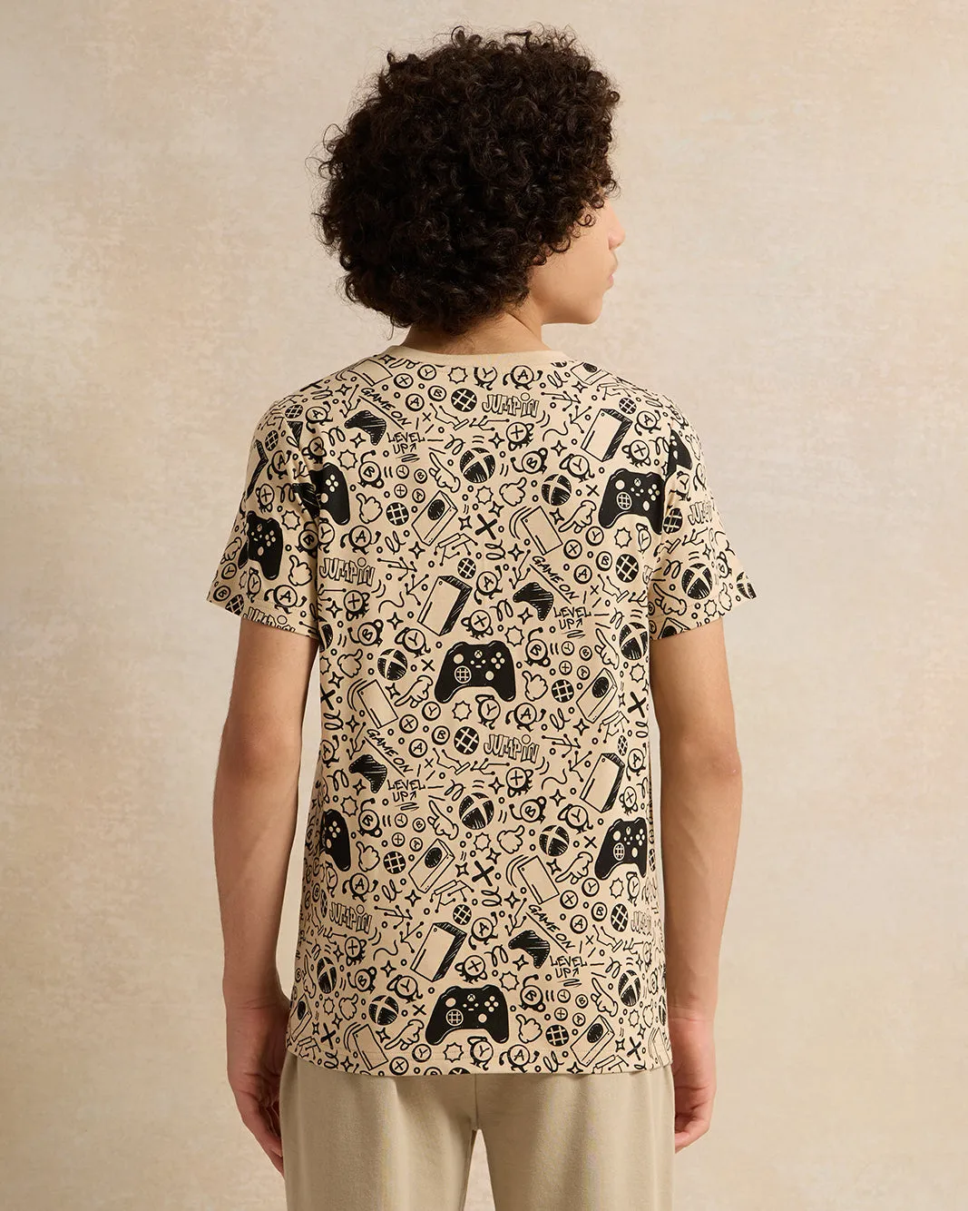 Senior Boys Beige Print T-Shirt sold by Redtag product image thumbnail 3