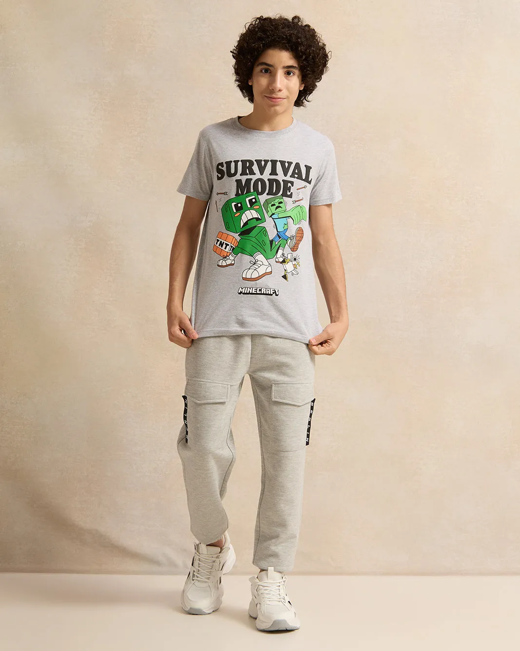 Senior Boys Grey Survival Mode Minecraft T-Shirt sold by Redtag product image thumbnail 2