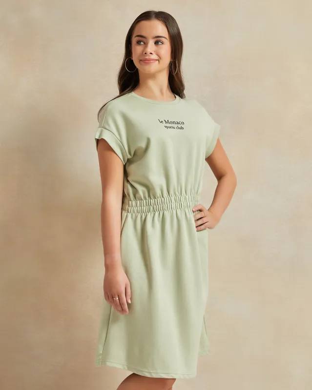 Senior Girls Mint Printed Dress sold by Redtag