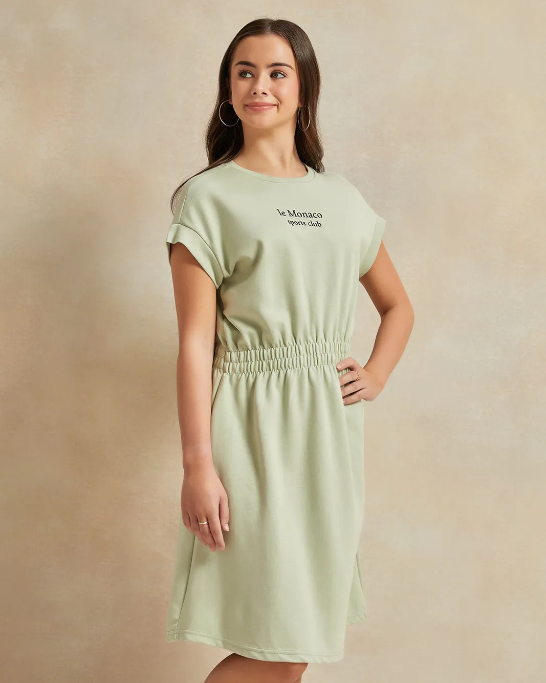 Senior Girls Mint Printed Dress sold by Redtag