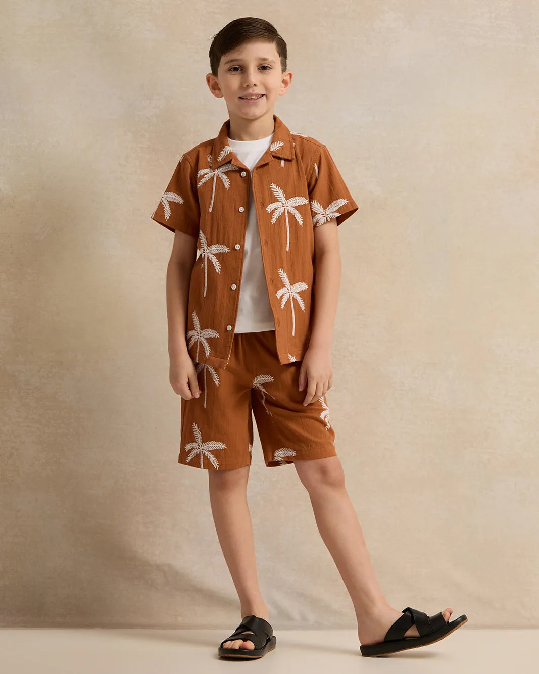 Boys Allover Palm Embroidery Print Shorts sold by Redtag product image thumbnail 2