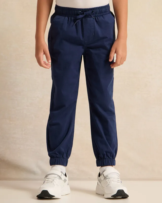Boys Navy Solid Jogger sold by Redtag