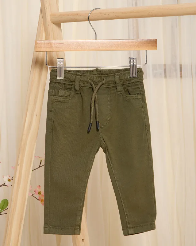 Infant Boys Olive Pull On Chino Pants sold by Redtag