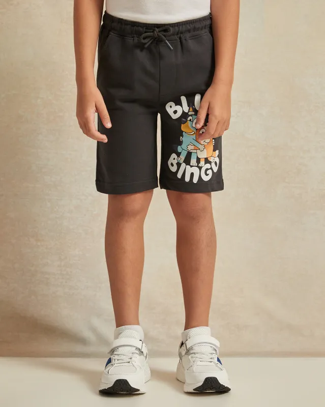 Boys Black Bluey Print Active Shorts sold by Redtag