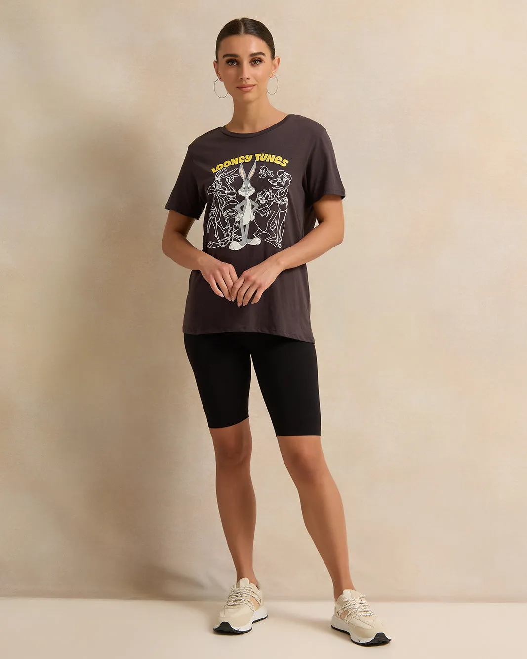 Women Charcoal Looney Tunes Printed T-Shirt sold by Redtag product image thumbnail 2