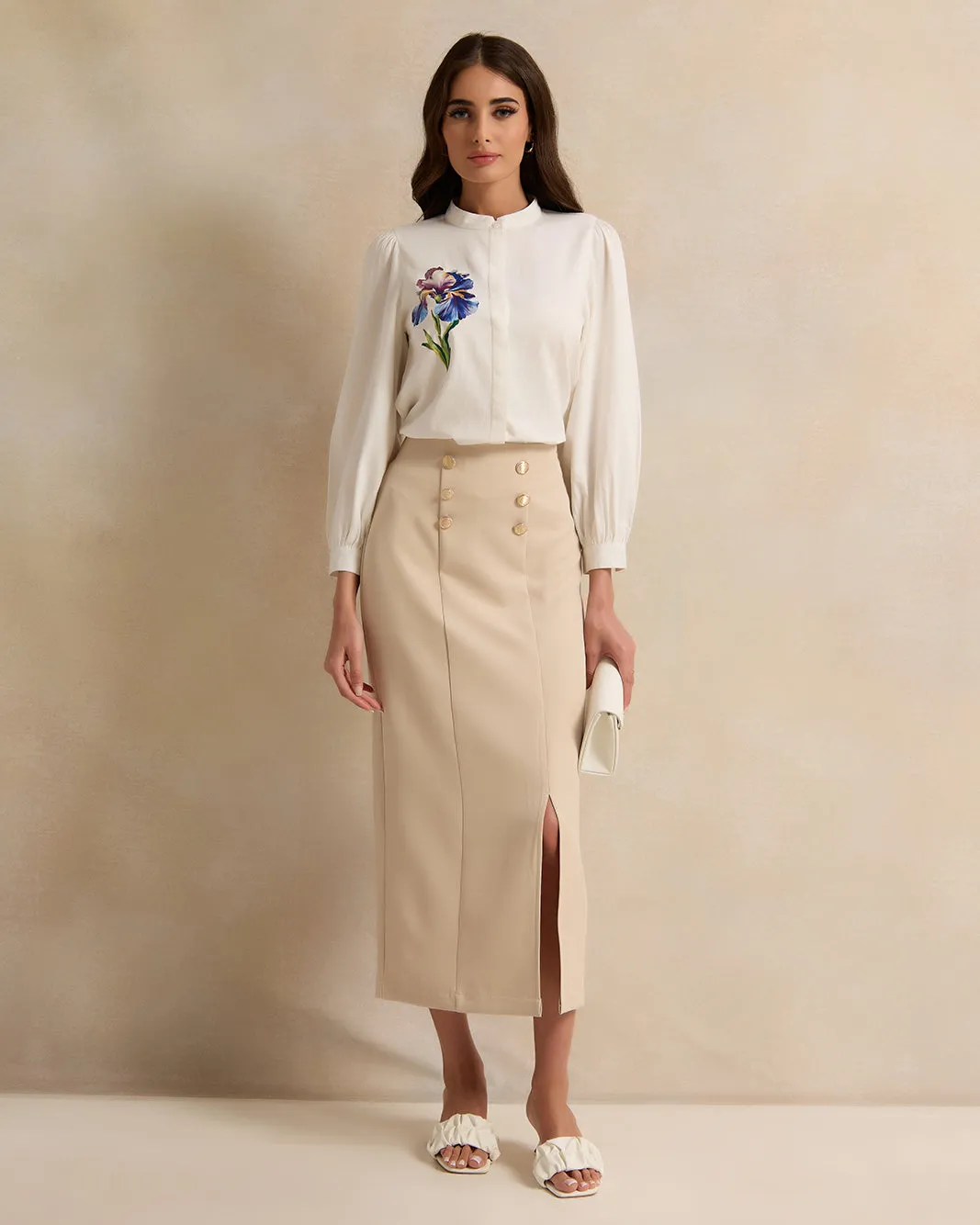 Women Navy Skirt With Button Details sold by Redtag product image thumbnail 2