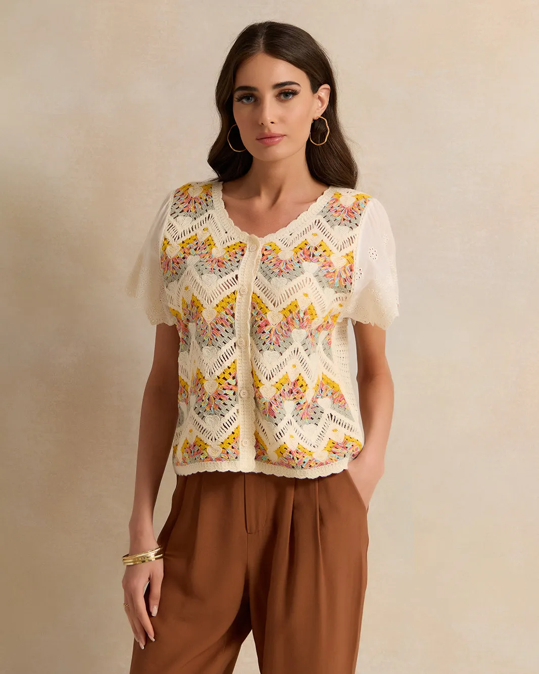 Women Assorted Crochet Short Sleeve Top sold by Redtag