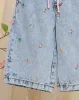 Infant Girls Blue Wide Leg Pants With Embroidery sold by Redtag