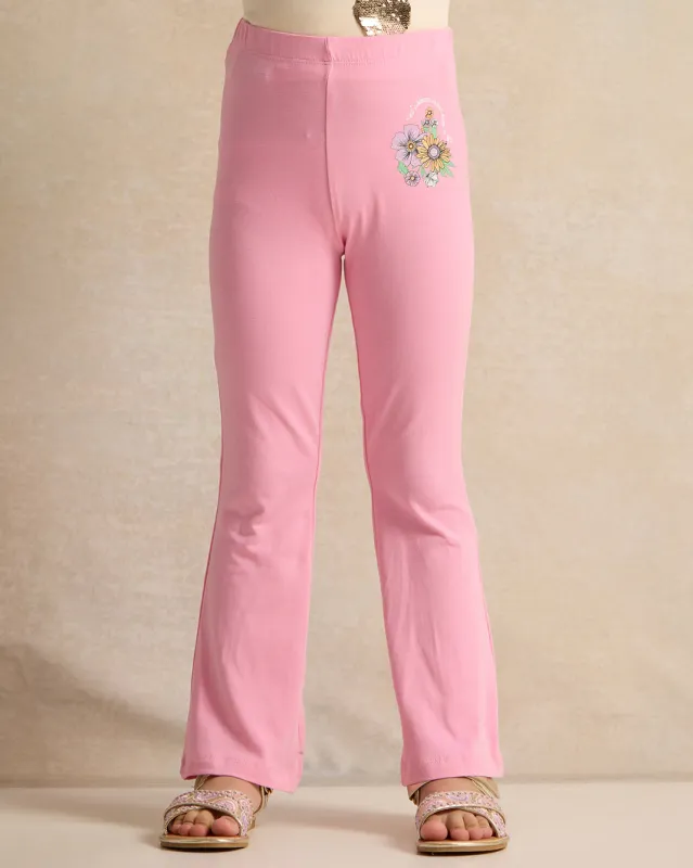 Girls Pink Printed Flared Leggings sold by Redtag