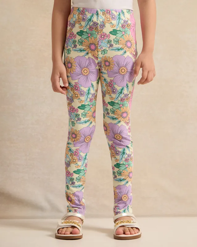 Girls Yellow Floral Leggings sold by Redtag