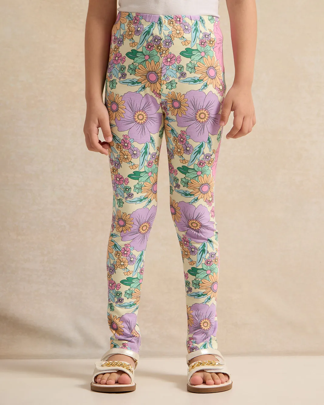 Girls Yellow Floral Leggings sold by Redtag