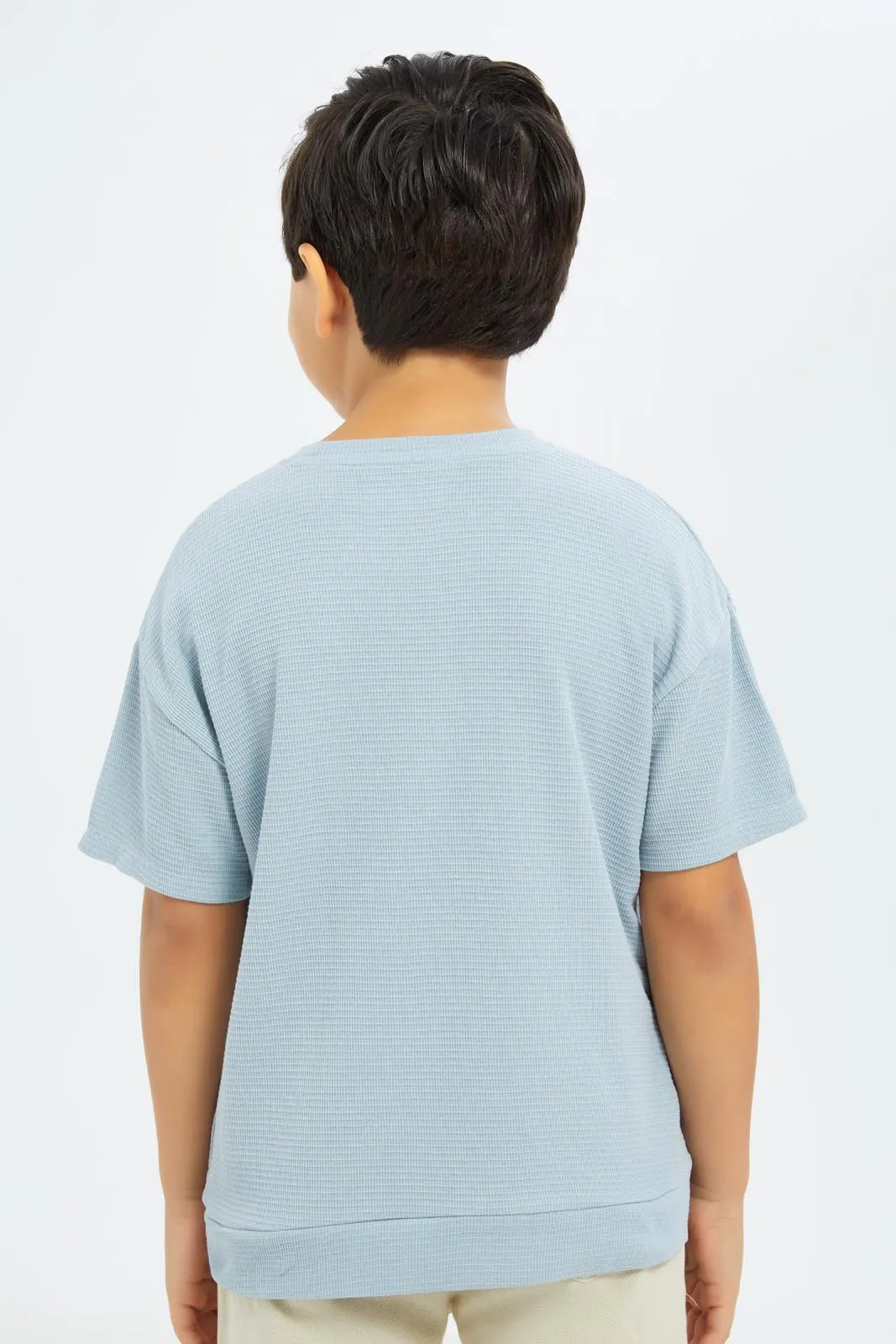 Boys Blue Oversize Waffle T-Shirt sold by Redtag product image thumbnail 3