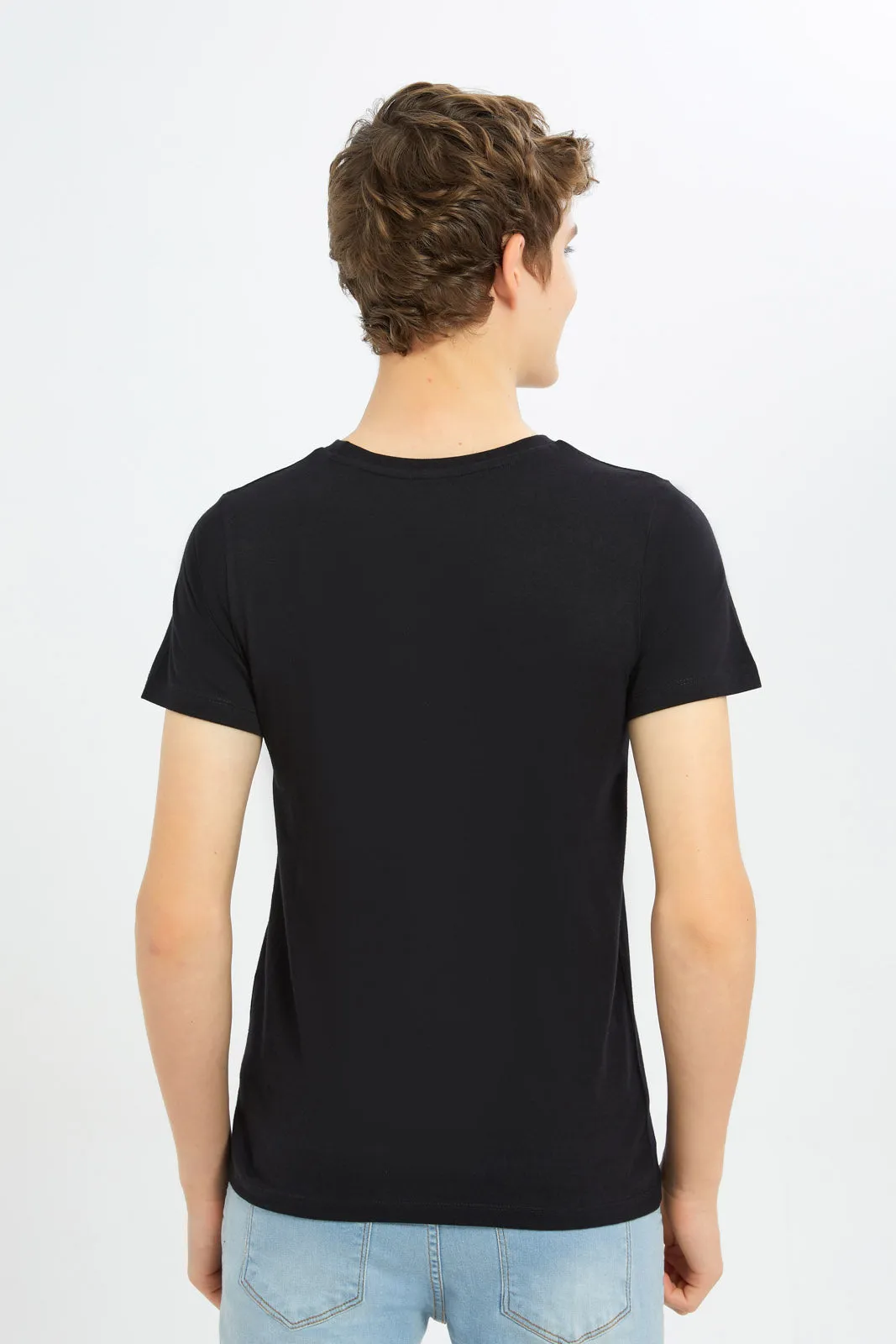 Senior Boys Black Printed T-Shirt sold by Redtag product image thumbnail 3