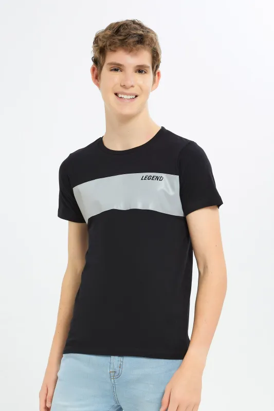 Senior Boys Black Printed T-Shirt sold by Redtag