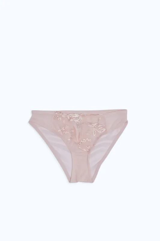 Women Pink Floral Embroidery Bikini (Single) sold by Redtag