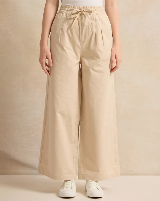 Senior Girls Beige Wide leg Poplin Pants sold by Redtag