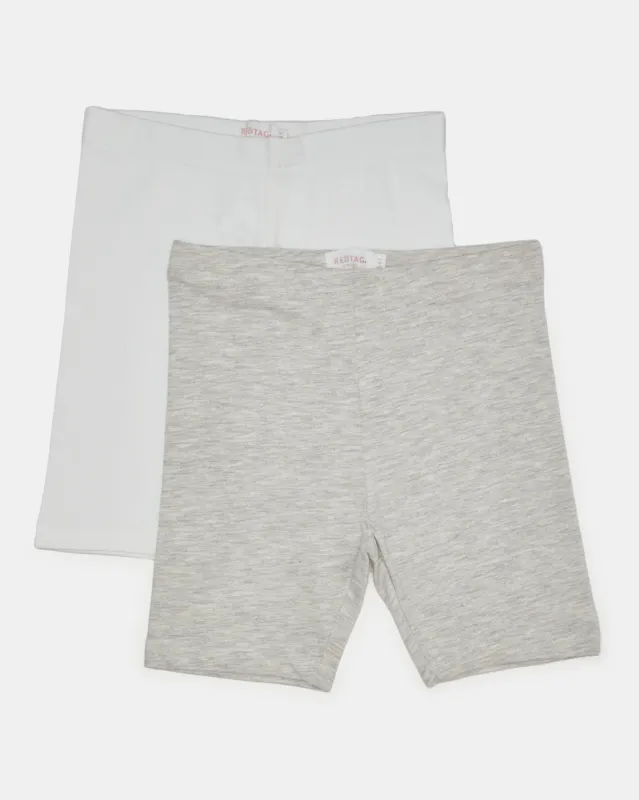 Girls White And Grey Cycling Shorts (Pack of 2) sold by Redtag