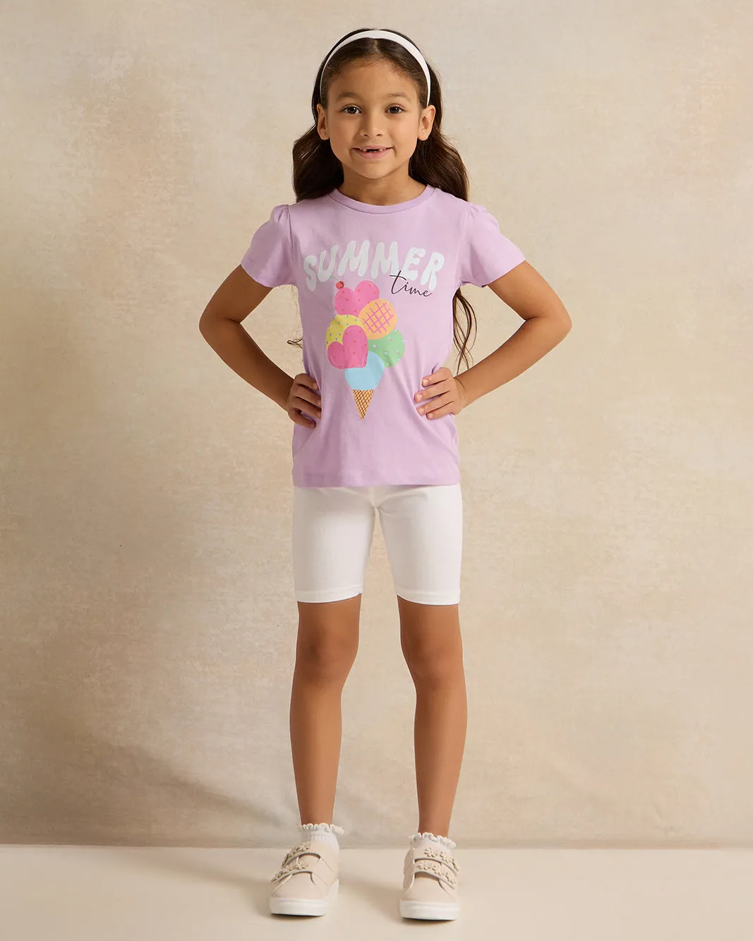 Girls White And Grey Cycling Shorts (Pack of 2) sold by Redtag product image thumbnail 2