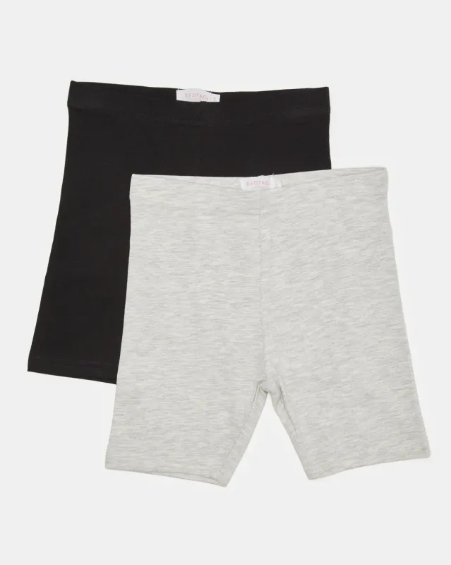 Girls Grey And Black Cycling Shorts (Pack of 2) sold by Redtag