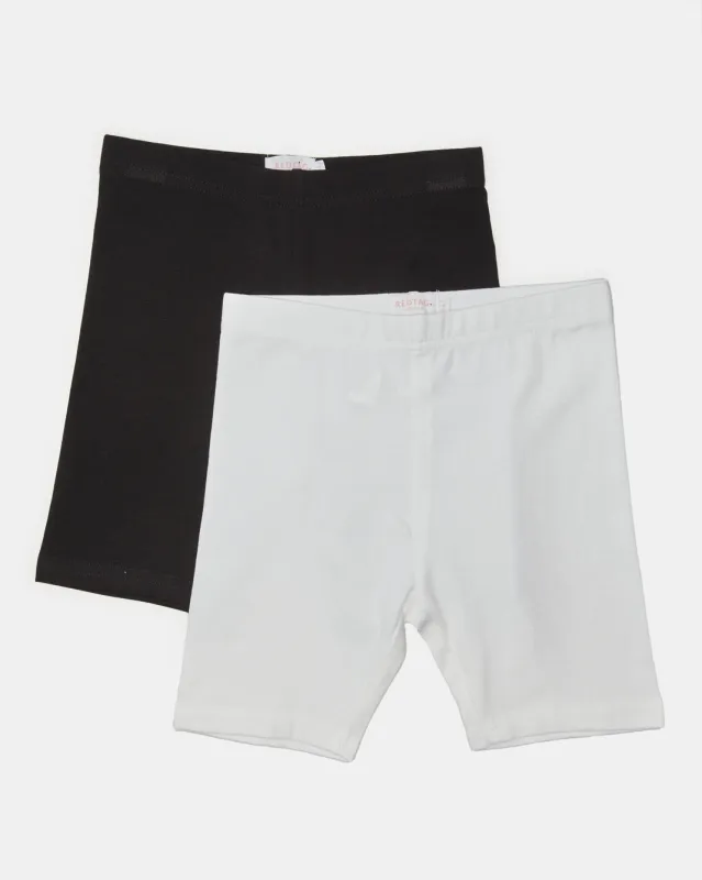 Girls White And Black Cycling Shorts (Pack of 2) sold by Redtag