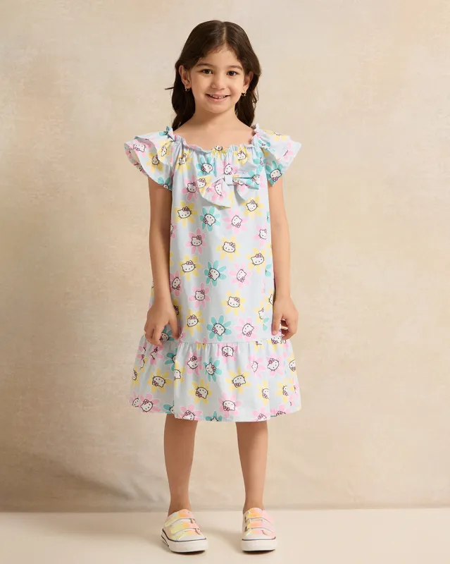 Girls Blue Hello Kitty Floral Dress sold by Redtag
